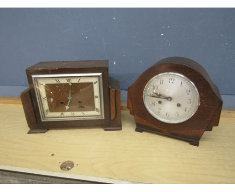 2 Oak cased Art Deco mantel clocks&nbsp;