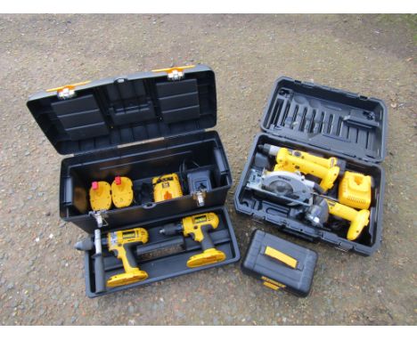 DeWalt cordless power tools in DeWalt cases with batteries and chargers etc all in working order