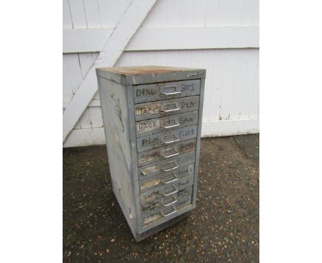 Metal drawers with tools to include drill bits and files etc&nbsp;