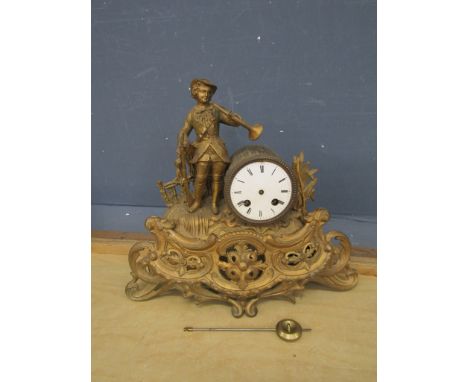 French Ormolu mantel clock (missing back foot)&nbsp;