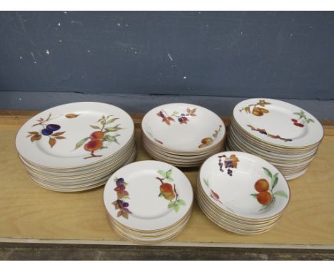 Royal Worcester 'Evesham' -8 dinner plates, 15 side plates, 7 cake plates, 4 desert bowls, 6 cereal bowls