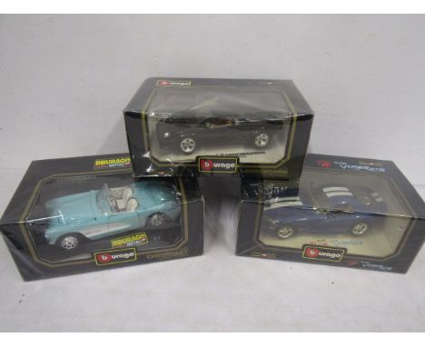 3 x Bburago model cars- Lamborghini, Chevrolet and Dodge Viper
