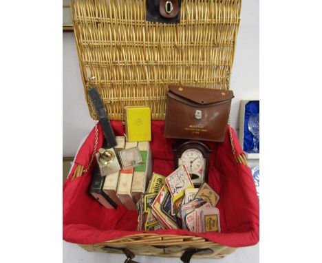 Collectors lot- Masonic apron, vintage razor, Beer mats, 1953 ERII prayer book, clock, Readers Digest books, onyx table light