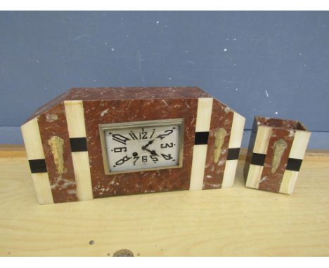 French Art Deco marble striking mantel clock&nbsp;