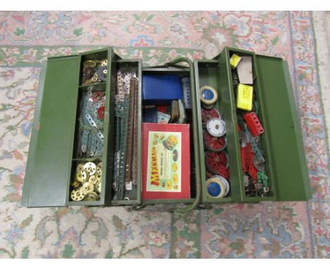 Toolbox containing vintage Meccano and a box of Scalextric&nbsp;&nbsp;