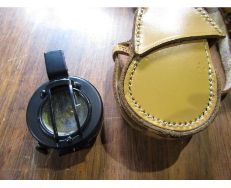 J.H Steward heavy metal compass with leather case