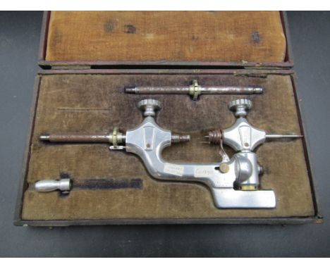 Late 19th century French Watchmakers Jacot or "Tour A Pivoter" (Lathe) tool in original case