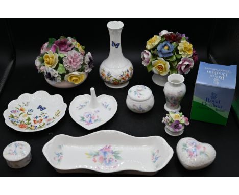 Collection of Aynsley china to include: little sweetheart and cottage garden patterns plus 3 china posies, 1 Aynsley, 1 Adder