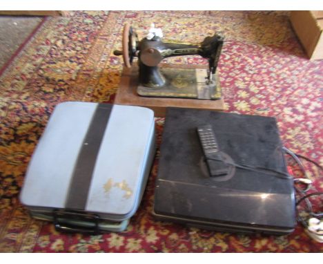 Vintage Singer, typewriter and record player