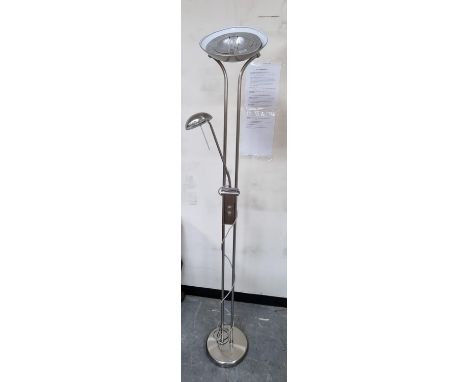 Tall modernist brushed metal stand lamp 