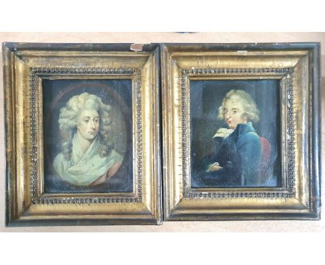 Moses Haughton the younger (1773-1849) circa 1800-1804 pair of oil miniature portraits of the Prince of Wales (later King Geo