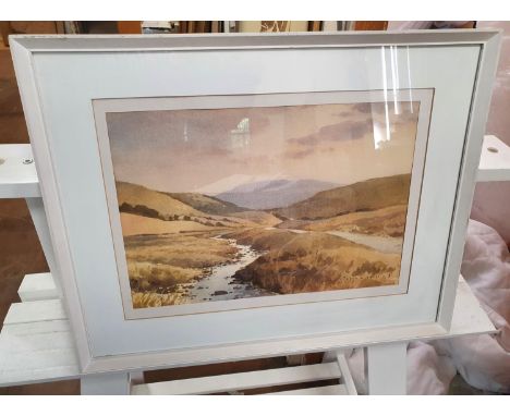 Albert E Hurst of Darwen 1981 exhibited watercolour "Trough of Bowland, Lancashire", framedThe w/c measures 24 x 35cm 