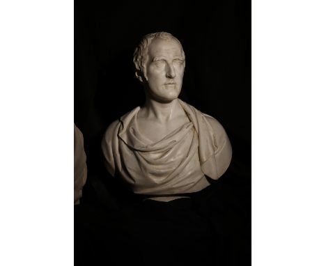 To be sold without a reserve. 19th Century. Portrait bust of notable man of letters. Marble. Property of a Distinguished Gent