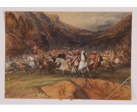 James Baillie Fraser (1783-1856) Koords Skirmishing (1822) Pencil and watercolour on paper Unframed Inscribed in pencil verso