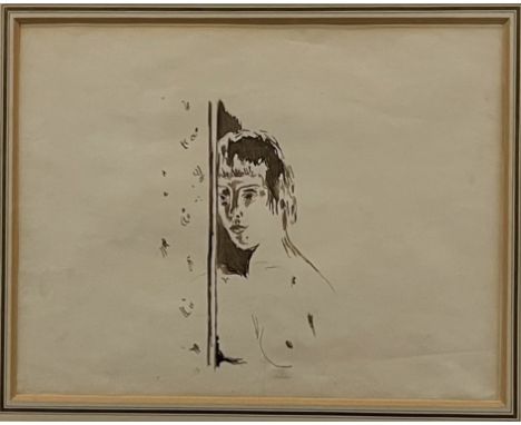 Bonnard, Pierre (1867 - 1947) Portrait de femme a l'embrasure d'un porte Pen and Indian ink on paper Stamped with initials Pr