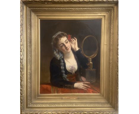 Henri-Guillaume Schlesinger (1814-1893) A Young Ottoman Woman At Her Vanity Oil on Canvas Schlesinger was an active participa
