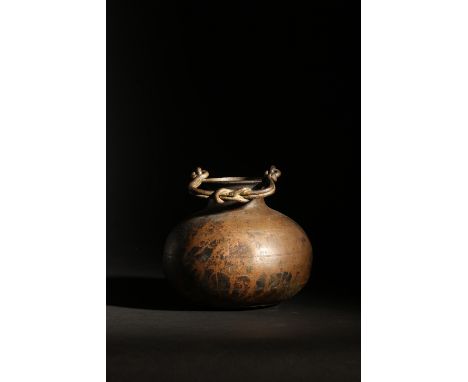 South Asian. 18/19th Century. Lota with entwined handle. Bronze. Property of a Distinguished Gentleman of Title. Dimensions:Â