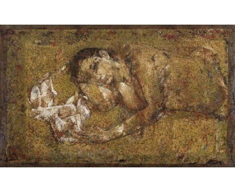 Jamil Naqsh (1939-2019)Untitled (Woman &amp; Doves) oil on canvas, framed91.3 x 152.6cm (35 15/16 x 60 1/16in).Footnotes:Prov