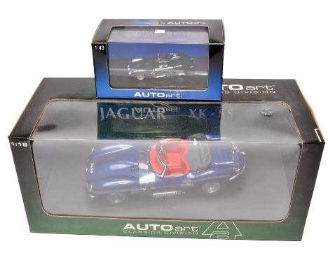 Autoart Duo comprising 1/18 Jaguar XK-SS plus 1/43 Jaguar D Type. Both excellent in boxes. 