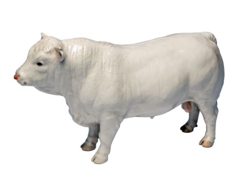 A Shebeg Harper Ceramic Sculpture of a White (27cm) Bull. No obvious sign of fault or repair. 