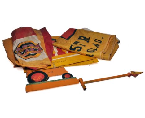 A large Minneapolis Moline 2002 Expo Flag, plus bespoke metal weather vane, windsock and other signage as shown.