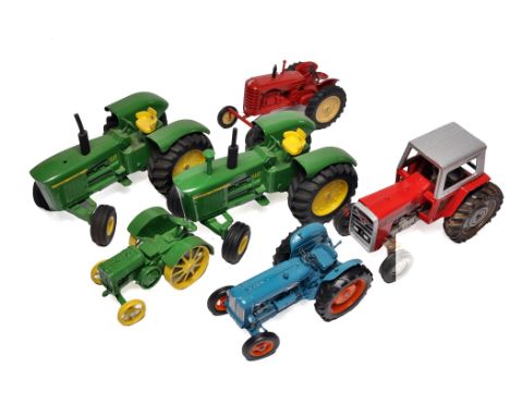 A group of 1/16 model tractor issues including Ertl John Deere 5020 x 2, Massey Ferguson and one other plus Marbil Models Mas