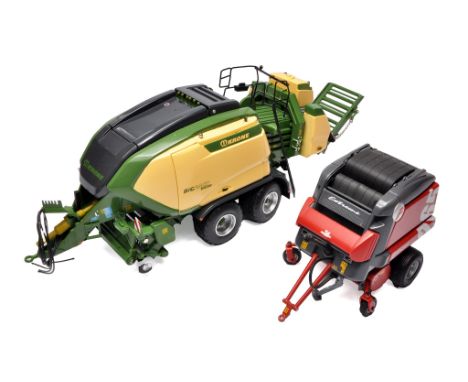 ROS 1/32 farm model duo comprising Krone BigPack 1290 Baler plus Feraboli Extreme round baler. Both displayed but no obvious 