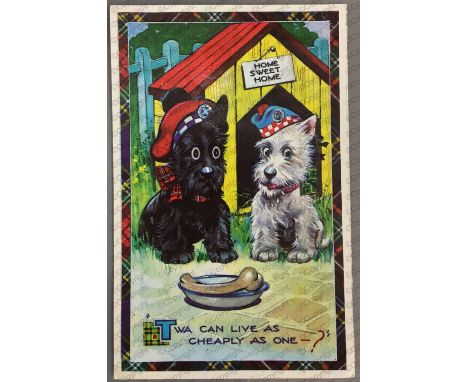 Daphne du Maurier: (1907-1989) British Author, A.N.S. 'Bing', 13th October, colour postcard of two Scottie dogs, to Mrs Maure