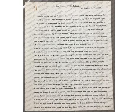 Daphne du Maurier: (1907 - 1989) British Author, Manuscript: 'The Flight of The Falcon', typewritten manuscript with handwrit