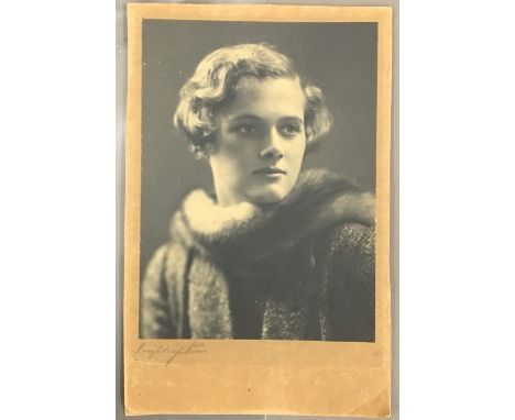 Daphne du Maurier: (1907 - 1989) British Author, two 1920s photographs, one studio portrait of Daphne in a fur stole and one 