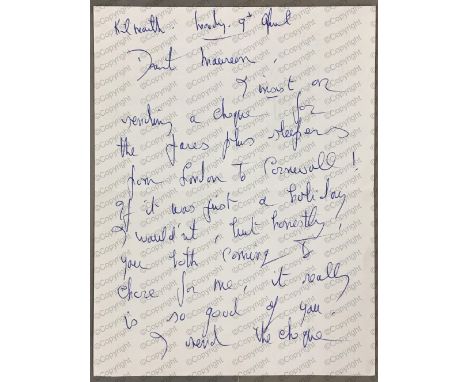 "But honestly, you both coming to chore for me, it really is so good of you...",Daphne du Maurier: (1907 - 1989) British Auth