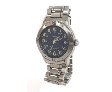 Tabbah Personal automatic stainless steel gentleman's bracelet watch, case no. 595462, the blue dial with Arabic numerals, sw