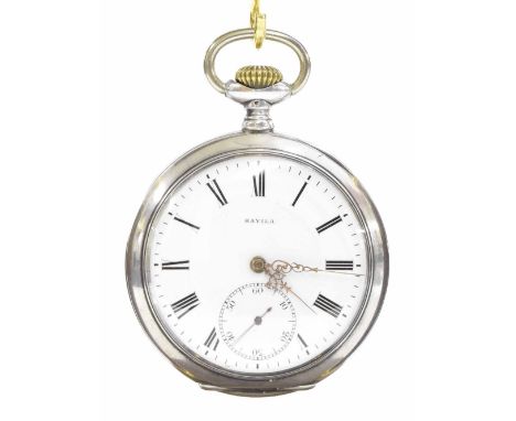 Havila silver (0.800) lever pocket watch, signed 16 jewel adjusted frosted movement with compensated balance and regulator, i