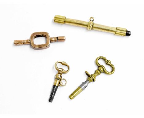 Four assorted antique pocket watch keys (4)
