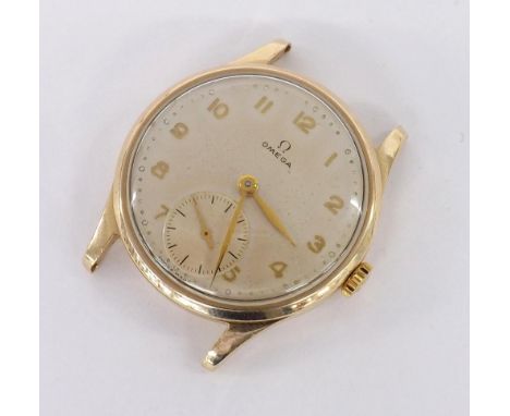 Omega 9ct gentleman's wristwatch, circa 1944, hallmarked Birmingham 1947, circular silvered dial with gilt Arabic numerals, o