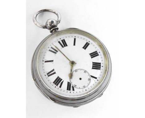 Silver lever pocket watch, Birmingham 1907, the movement, no. 586229, with engraved balance cock, compensated balance and sil