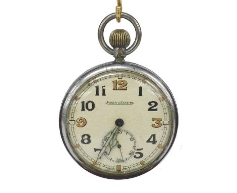 Jaeger LeCoultre British Army issue lever pocket watch, signed frosted movement with compensated balance and regulator, signe