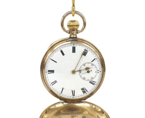 Swiss 9ct lever hunter pocket watch, Birmingham 1912, frosted three-quarter plate 15 jewel adjusted movement inscribed 'Cudos