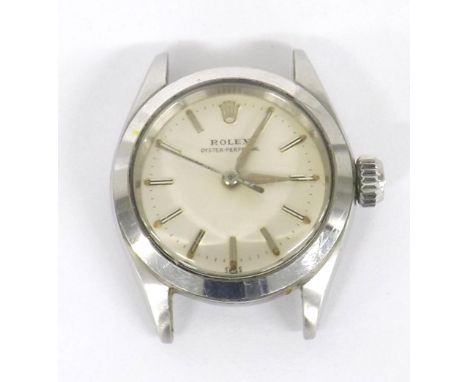 Rolex Oyster-Perpetual stainless steel lady's bracelet watch, ref. 6618/6623, serial no. 86xxxx, silvered dial with baton mar