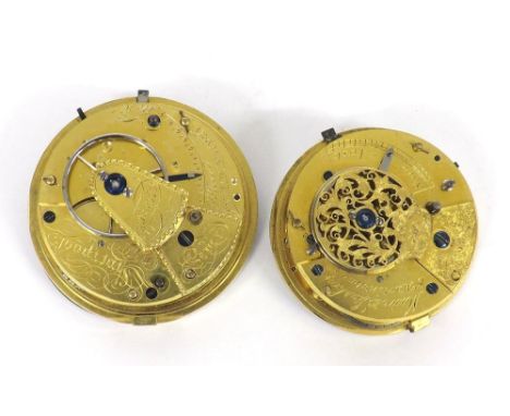 Jno Pickford, Liverpool fusee lever pocket watch movement, balance, Bosley type regular and cylindrical pillars, stopwork lev
