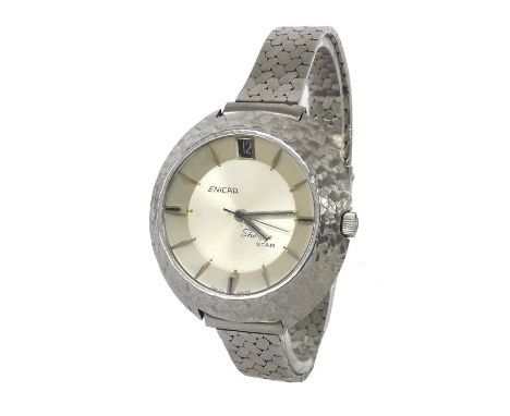 Vintage Enicar Sherpa Star automatic stainless steel bracelet watch, ref. 144-49-01, no. 870446, circular silvered dial with 
