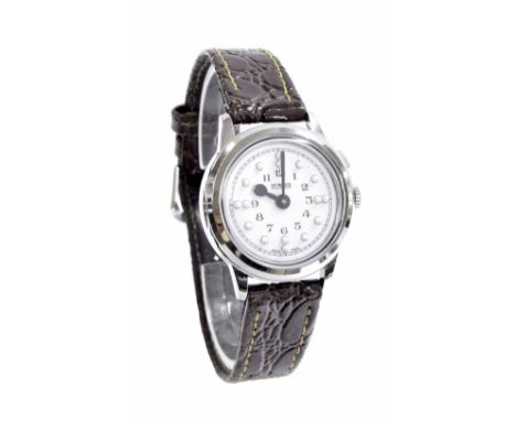 Henry Moser Braille stainless steel wristwatch, leather strap, 31mm - Condition Report: - Movement - currently working. Dial 