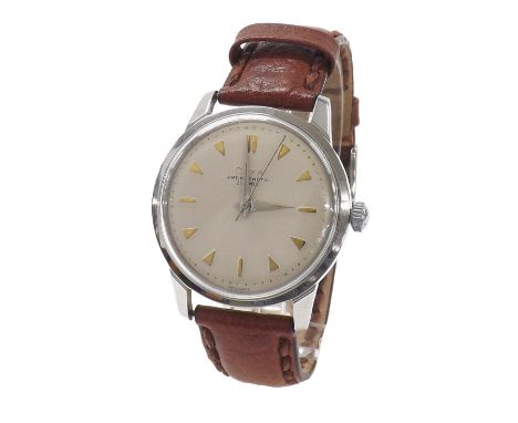 Rare Doxa 'Jump Seconds' stainless steel gentleman's wristwatch, ref. 15001, no. 5635190, circular silvered dial with baton m