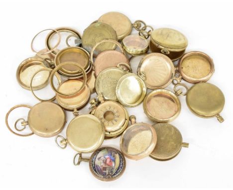 Selection of gold plated pocket and fob watch cases and case parts