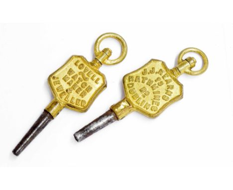 Two Irish trade pocket watch keys for Lovell and Kearns (2)