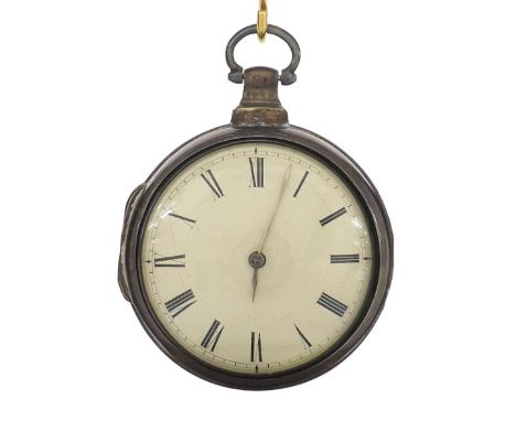 Early 19th century Silver pair cased verge pocket watch, Birmingham 1817, the fusee movement signed Goldsmith, Liverpool, no.