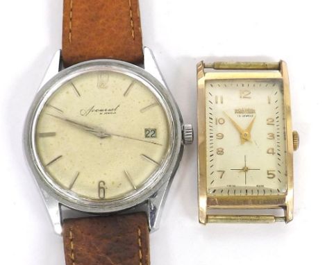 Accurist stainless steel gentleman's wristwatch, signed dial with baton markers, date aperture and sweep centre seconds, sign