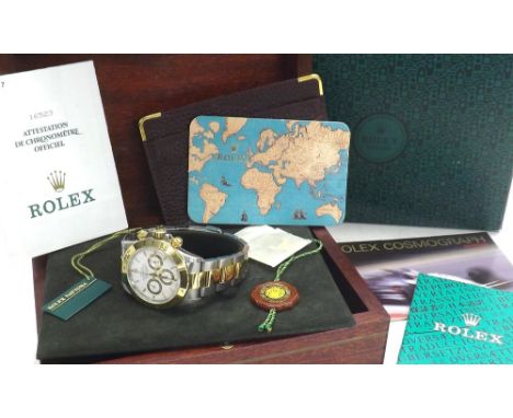 Rolex Oyster Perpetual Cosmograph Daytona gold and stainless steel gentleman's bracelet watch, ref. 16523, circa 1996, serial
