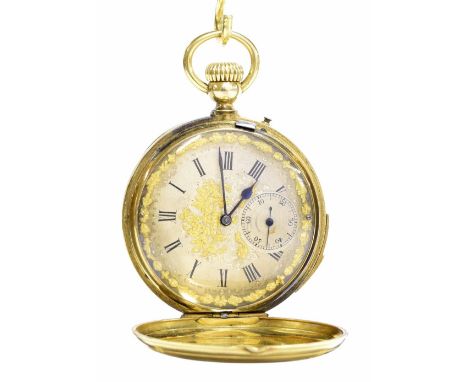 Courvoisier Freres, Swiss 18k quarter repeating hunter pocket watch, jewelled lever movement with hammers striking on a gong,