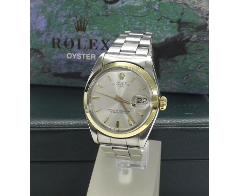 Rolex Oyster Perpetual Date stainless steel and gold gentleman's bracelet watch, ref. 1500, circa 1960, serial no. 6xxxxx, ci